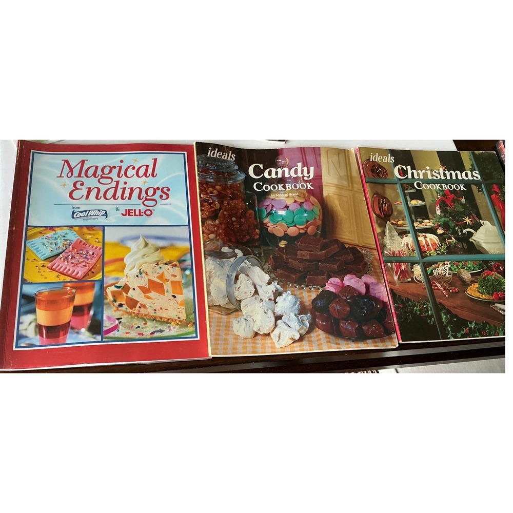 Ideals Vintage Cookbook Lot Christmas Candy Magical Endings Retro Recipes 3pc
